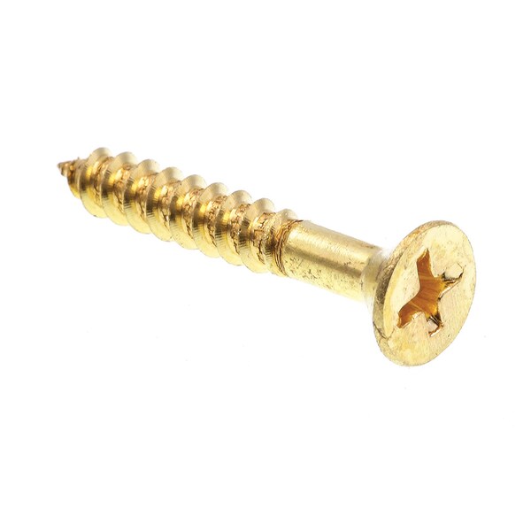 Prime-Line Wood Screw, Flat Head, Phillips Drive No. 10 X 1-1/4in Solid Brass 25PK 9035641 - main